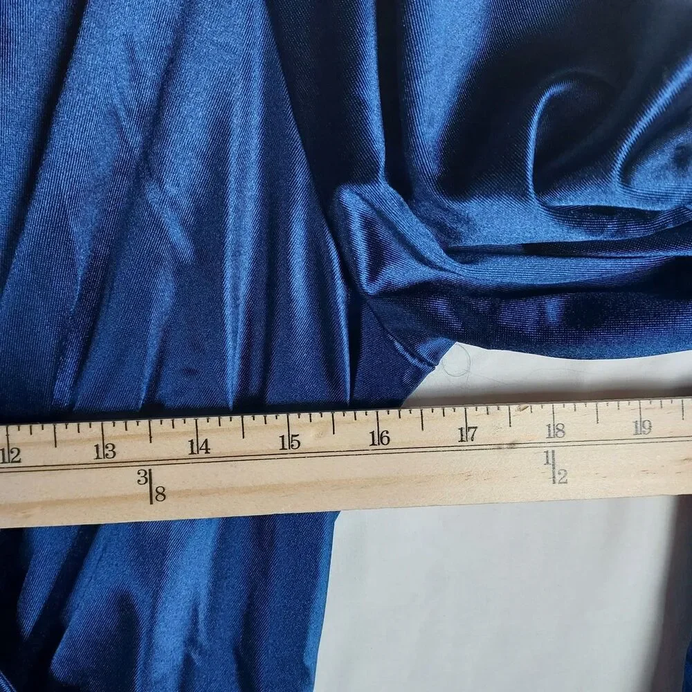 Yajedo Satin V-Neck Dress Size Medium Blue Party/Cocktail Long Sleeve New - Picture 7 of 7